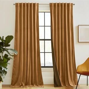 RYB HOME Bronze Velvet Curtain Panels, Heavy 52" W xL90 L, 2 Panels Set